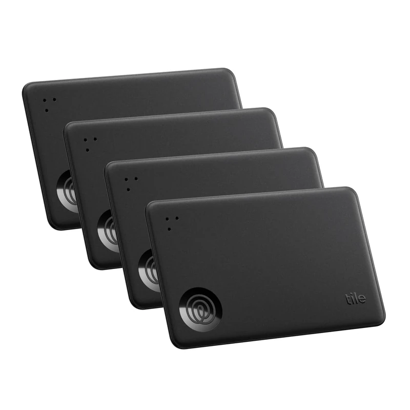 Tile by Life360 Slim Bundle - Wallet Finder, Bluetooth Tracker and Item Locator for Luggage Tags, Passports and More. Both iOS and Android Compatible. Phone Finder. 4-Pack (Black)