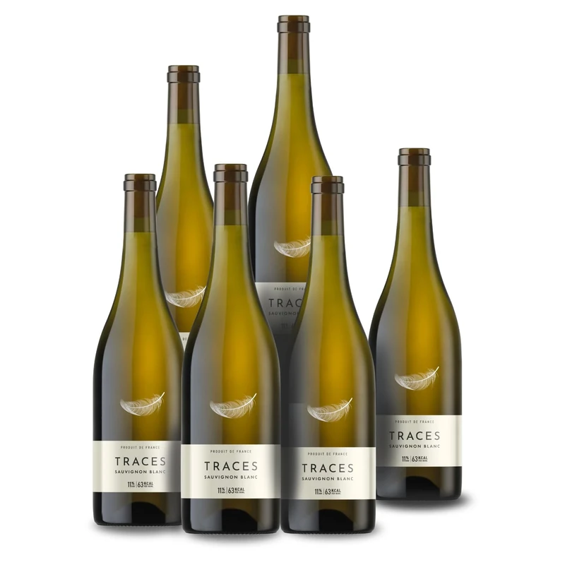 TRACES Sauvignon Blanc - Multi Award-Winning & Naturally Lighter - Sugar Free Wine, Lower Calorie, Vegan - Case of 6 x 750ml Bottles
