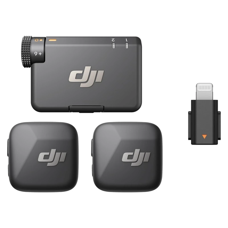 DJI Mic Mini (2 TX + 1 RX + Lightning Adapter), Wireless Microphone for iPhone, Android & Camera, Ultralight, Detail-Rich Audio, Noise Cancelling, Automatic Limiting