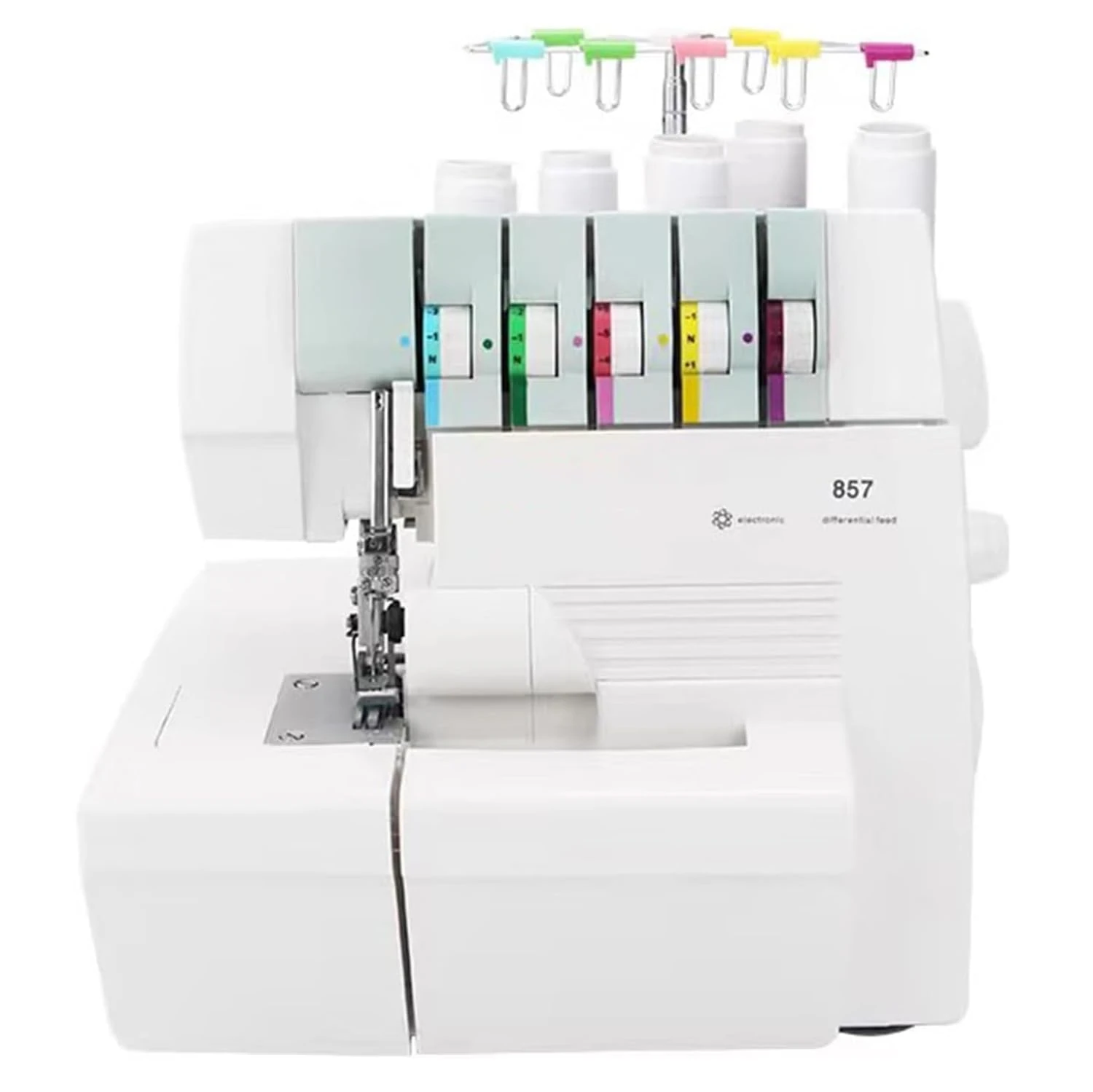 Coverstitch Serger Overlock Sewing Machine, 2-3-4-5 Stitch Adjustable Gauge, Snap-on Presser Feet for Beginners Professionals