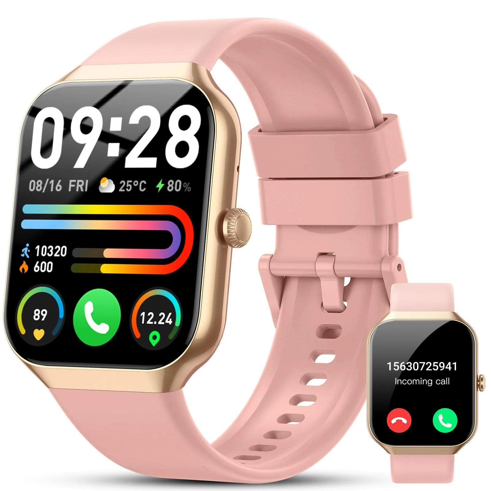 Smart Watch for Men Women Answer/Make Calls, 1.96" Fitness Watch, Fitness Tracker with Heart Rate Sleep Monitor, Step Counter, 110+ Sports Activity Trackers, IP68 Waterproof Smartwatch for Android iOS