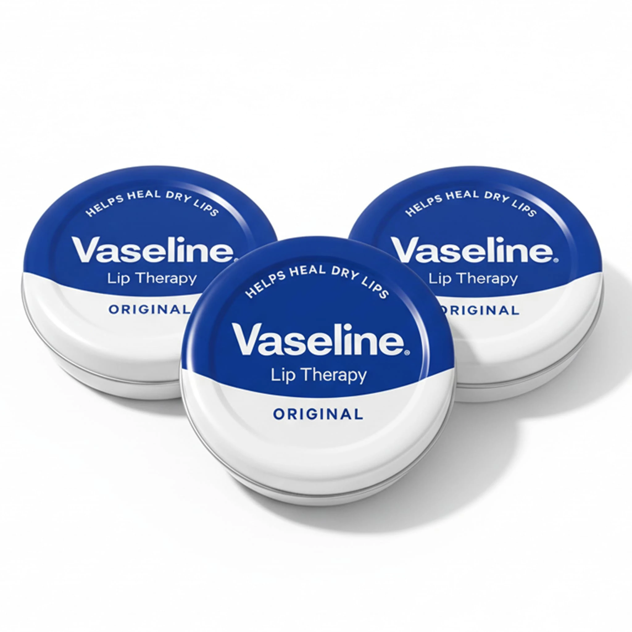 3 x Vaseline Lip Balm Original Tin 20g : Petroleum Jelly Moisturiser for Dry Lips Cracked Skin Chapped Lips Hydration Protection Travel Size Lip Care Tin Pocket Moisturiser Long Lasting Lip Softener