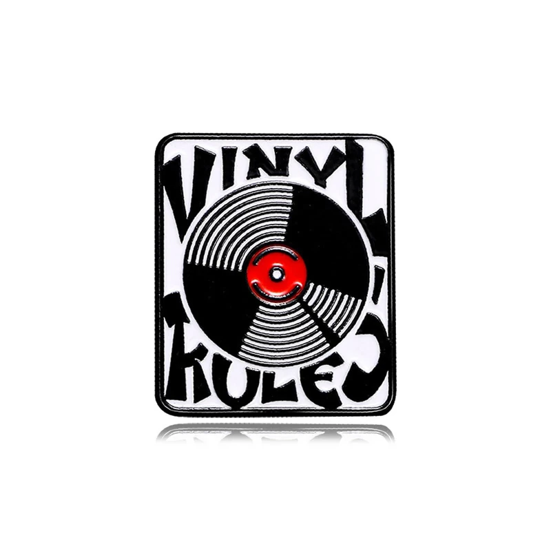 Music Pins Vinyl Record Player Pin Retro Disk Enamel Brooch Pins Music Jewelry Gift
