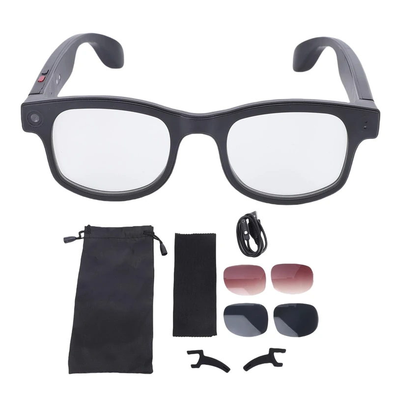 WOHPNLE Ai Smart Glasses with Camera, Bluetooth Glasses with HD 1080p Video Photo Reading Glass One Key Photo Capturing for Traveling, Outdoor, Pet Kid