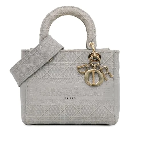 Dior Pre-Loved Medium Canvas Cannage Lady D Lite Handbag