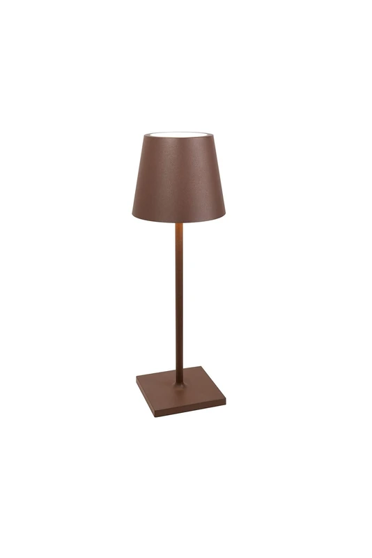 Zafferano, Poldina L Desk Lamp, Portable and Rechargeable Table Lamp with Touch Controls, Suitable for Interior and Outdoor, Dimmer, 2200-3000 K, Height 49.7 cm, Corten Colour
