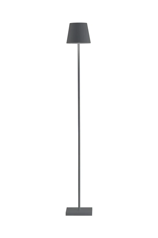 Zafferano, Poldina L Lamp, Rechargeable Cordless Floor Lamp with Touch Controls, Suitable for Interior and Outdoor, Dimmer, 2200-3000 K, Adjustable Height 52-122 cm, Dark Gray Colour