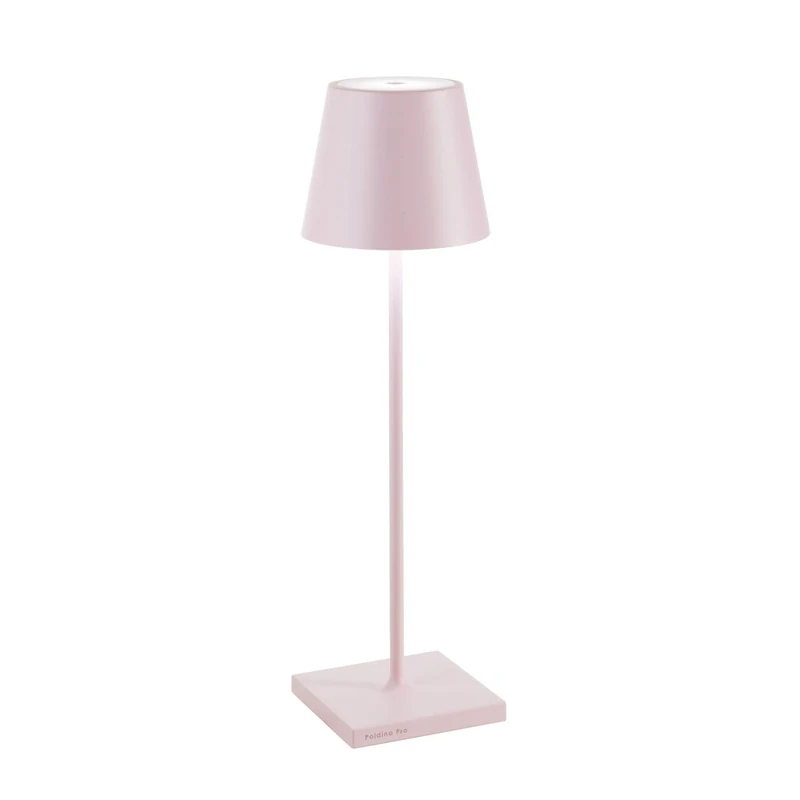 Zafferano, Poldina Pro Lamp, Rechargeable Cordless Table Lamp with Touch Controls, Suitable for Interior and Outdoor, Dimmer, 2200-3000 K, Height 38 cm, Pink Colour