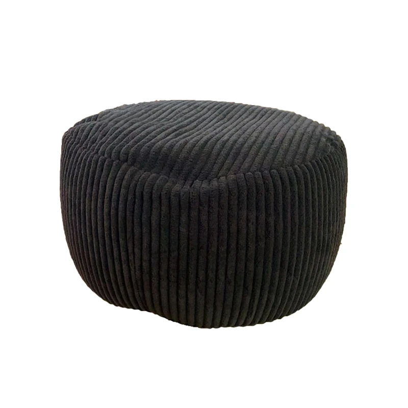 Relaxdays pouffe, cord, HxD: 25 x 35 cm, polystyrene filling, round floor seat, living room stool, seat pouffe, black - Image 1