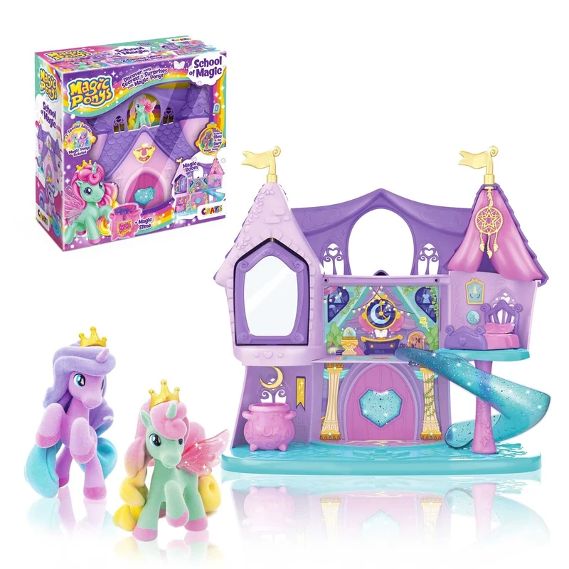 CRAZE Magic Ponys School of Magic – Playset with Toy Figures & Glow-in-the-Dark Pony – Magical Three-Storey Adventure for Children, Girls Horse Toys & Pony Toy Gift Set