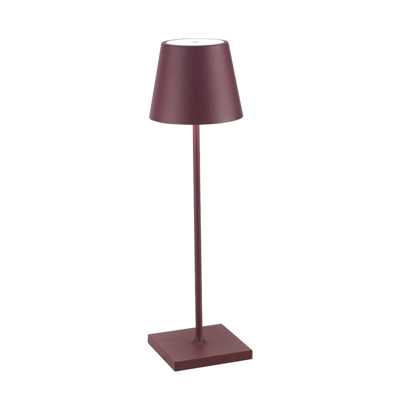 Zafferano, Poldina Pro Lamp, Rechargeable Cordless Table Lamp with Touch Controls, Suitable for Interior and Outdoor, Dimmer, 2200-3000 K, Height 38 cm, Bordeaux Colour
