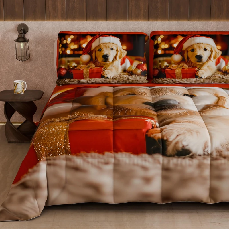 PETTI Artigiani Italiani - Winter Christmas Double Duvet, Double-Sided Quilt, Solid Color and Digital Print Xmas 15, Made in Italy - Image 1