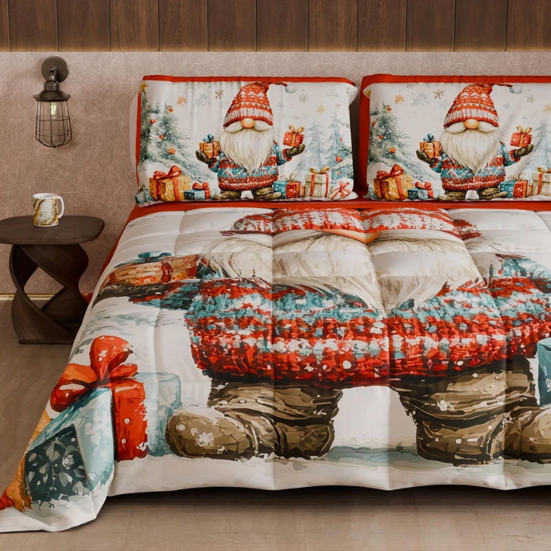 PETTI Artigiani Italiani - Winter Christmas Double Duvet, Double-Sided Quilt, Solid Color and Digital Print Xmas 19, Made in Italy