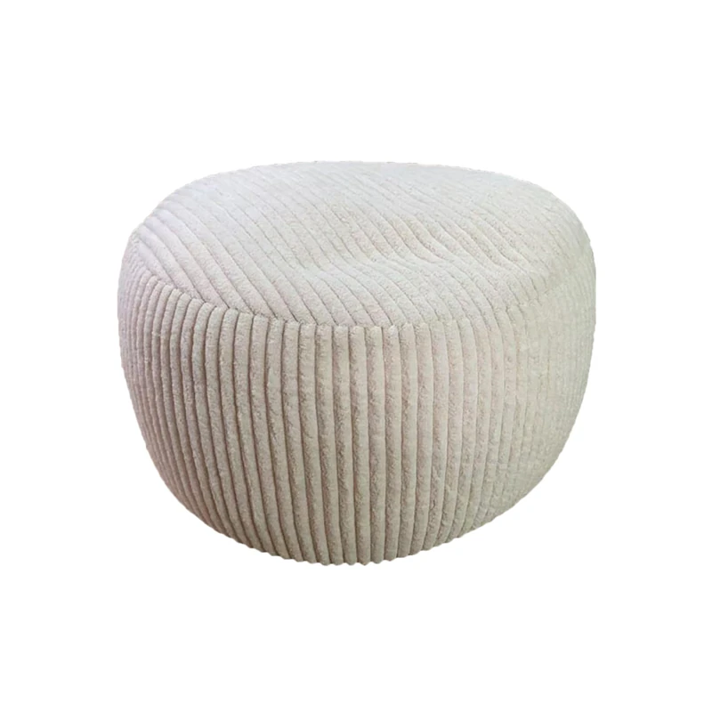 Relaxdays pouffe, cord, HxD: 25 x 35 cm, polystyrene filling, round floor seat, living room stool, seat pouffe, beige