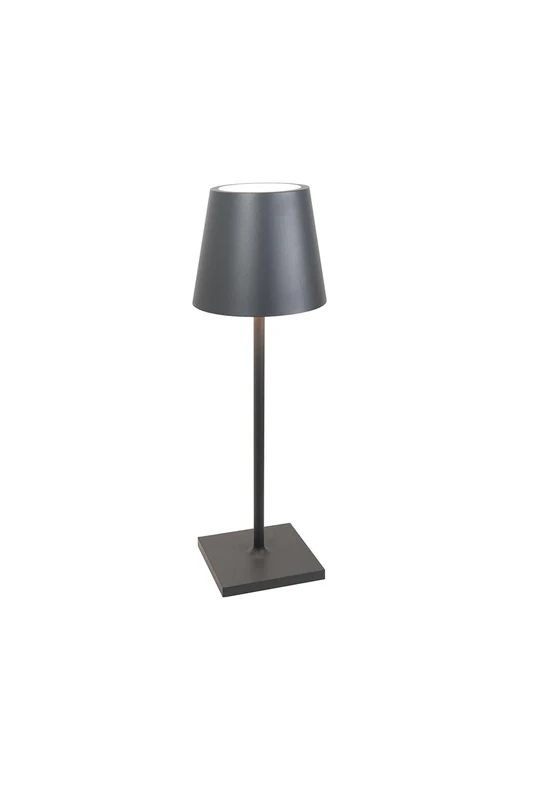 Zafferano, Poldina L Desk Lamp, Portable and Rechargeable Table Lamp with Touch Controls, Suitable for Interior and Outdoor, Dimmer, 2200-3000 K, Height 49.7 cm, Dark Gray Colour