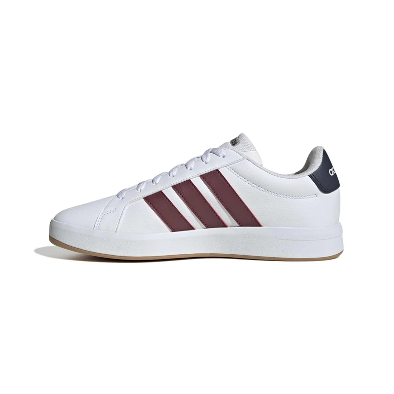 adidas Men's Grand Court Base 3.0 Shoes, FTWR White/Collegiate Burgundy/Aurora Ink, 6 UK