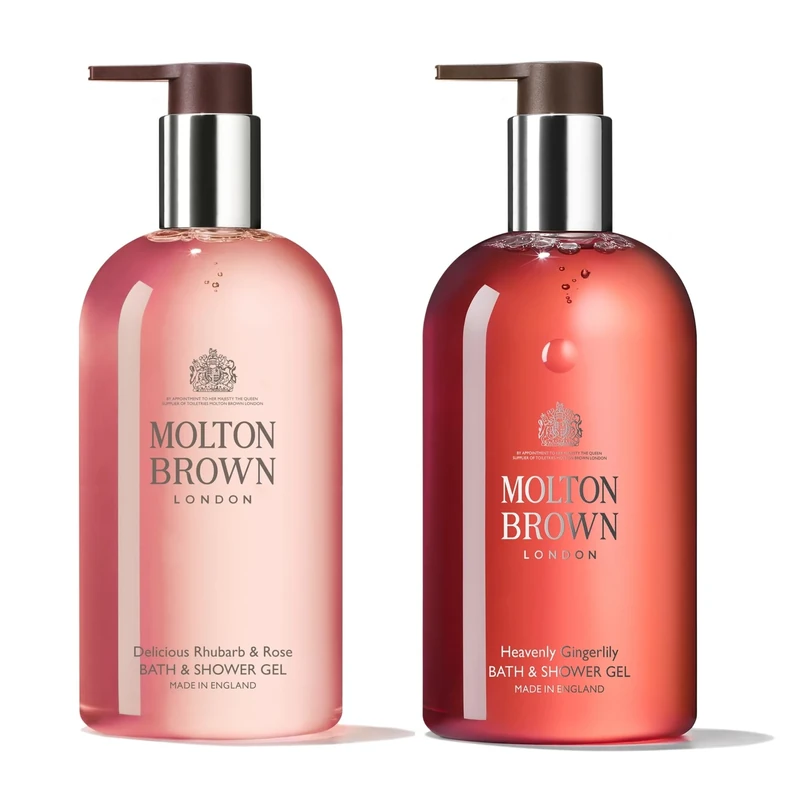Molton Brown Delicious Rhubarb & Rose Bath & Shower Gel 500 ml & Heavenly Gingerlily Bath & Shower Gel 500 ml