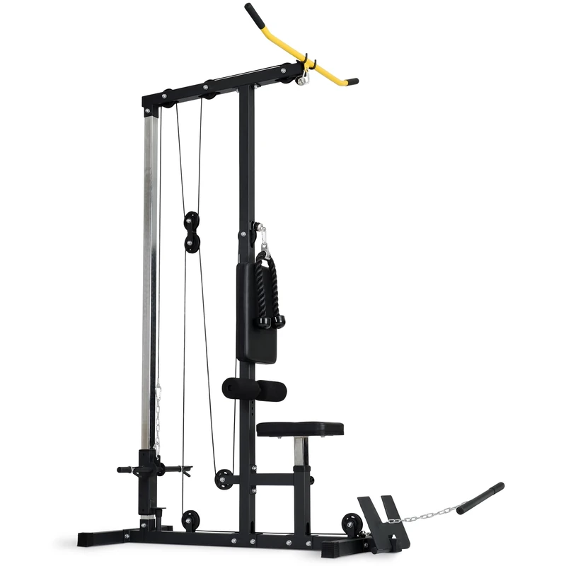 Ultrasport Newest edition I Lat Pull Tower, Robust Pulley System with Quiet Pulley Wheels, Lat Pull Station for Home, Includes Lat Pull Bar, Tricep Rope and Bicep Bar, User Weight up to 100 kg