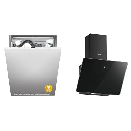 COMFEE' Set: Fully Integrated Dishwasher 12 Place Settings + 60cm Angled Cooker Hood, Cloud Wash, Touch Screen, Black - Image 1