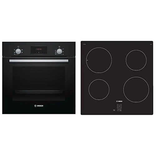Bosch Set: Built-In Electric Single Oven + 60cm Induction Hob, A Rated, Stainless Steel & Black