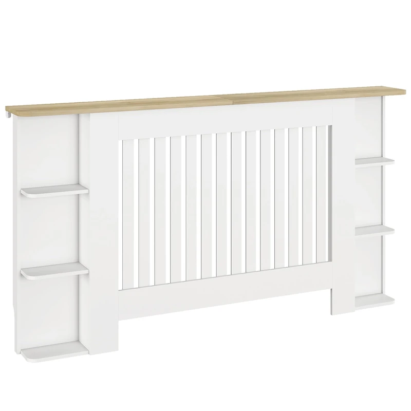 HOMCOM Radiator Cover Open Storage Shelves Cabinet Shelf Large White