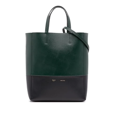 Celine Pre-Loved Small Bicolor Grained Calfskin Vertical Cabas Tote Handbag