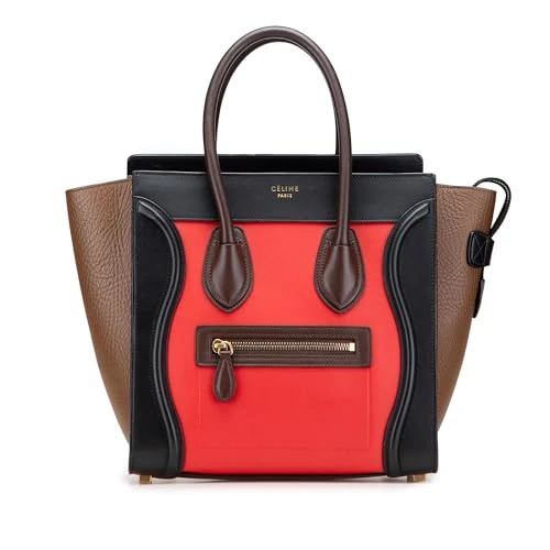 Celine Pre-Loved Micro Tricolor Leather Luggage Tote Handbag