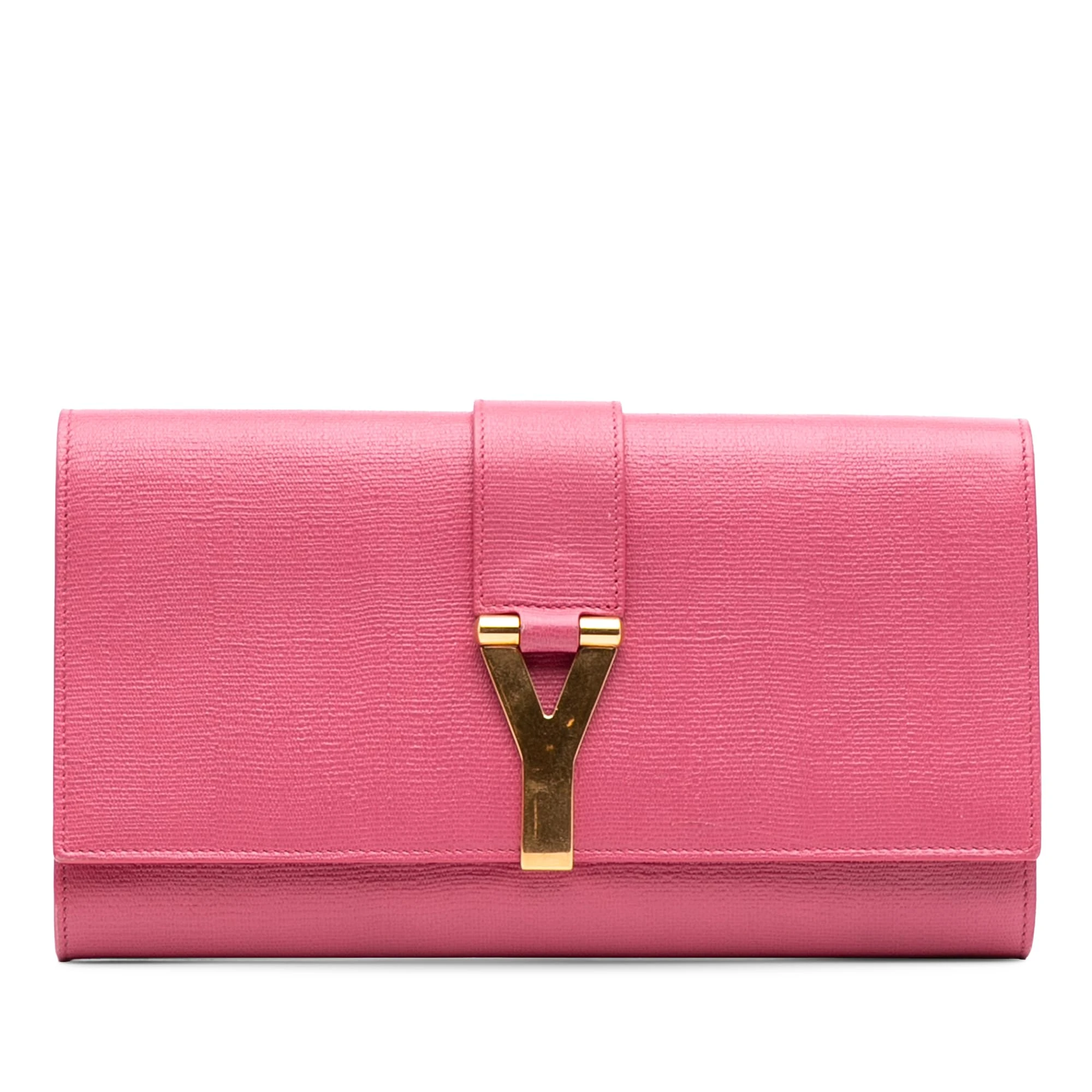 Yves Saint Laurent Pre-Loved Textured Calfskin Chyc Ligne Clutch