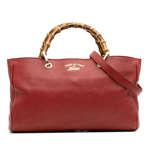 Gucci Pre-Loved Medium Calfskin Bamboo Shopper Satchel Handbag