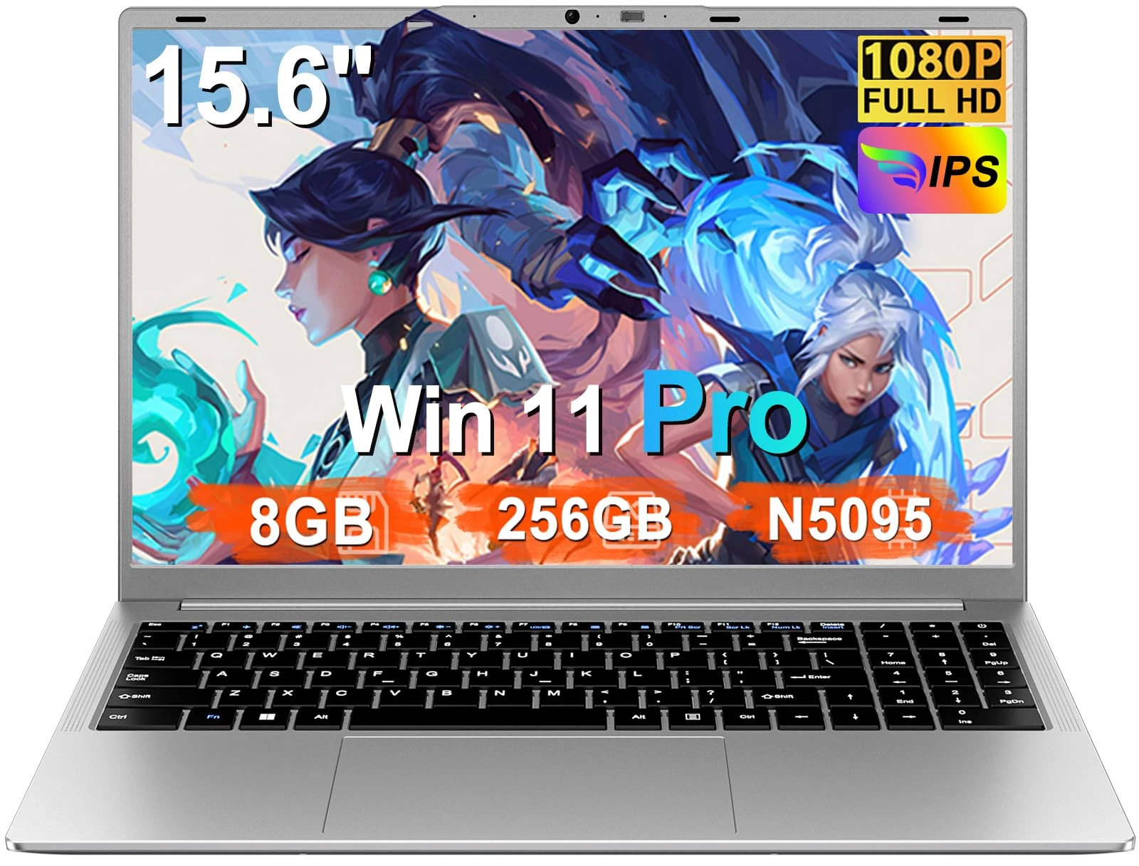 15.6 inch Laptop, Celeron N5095 (Up to 2.9GHz), 8GB RAM 256GB SSD, Full HD 1080P IPS Display, Notebook Win 11 Pro, Webcam,WiFi 5, Type-C, Mini HDMI, Lightweight Laptops for Business, School, and Work