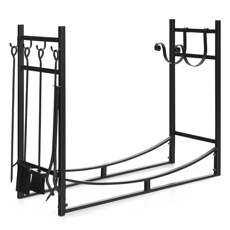 FANTASK Firewood Rack with 4-Piece Firewood Rack and Firewood Holders for Indoor and Outdoor Use 90 x 33 x 76 cm