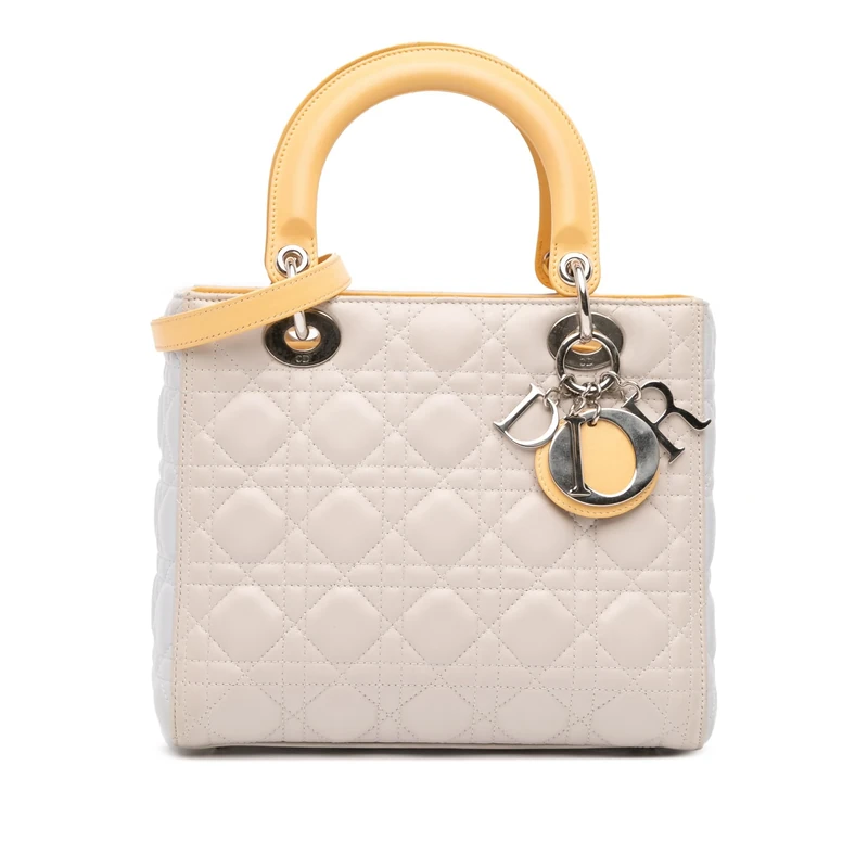 Dior Pre-Loved Medium Tricolor Lambskin Cannage Lady Handbag