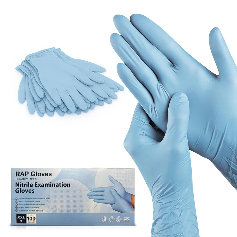 RAP Nitrile Disposable Gloves XXL Pack of 100 – Professional, Powder-Free, Latex-Free, Extra Strong Exam & Surgical Gloves, Multi-Purpose Surgical Medical Grade Cleaning & Food Prep Safe Gloves.