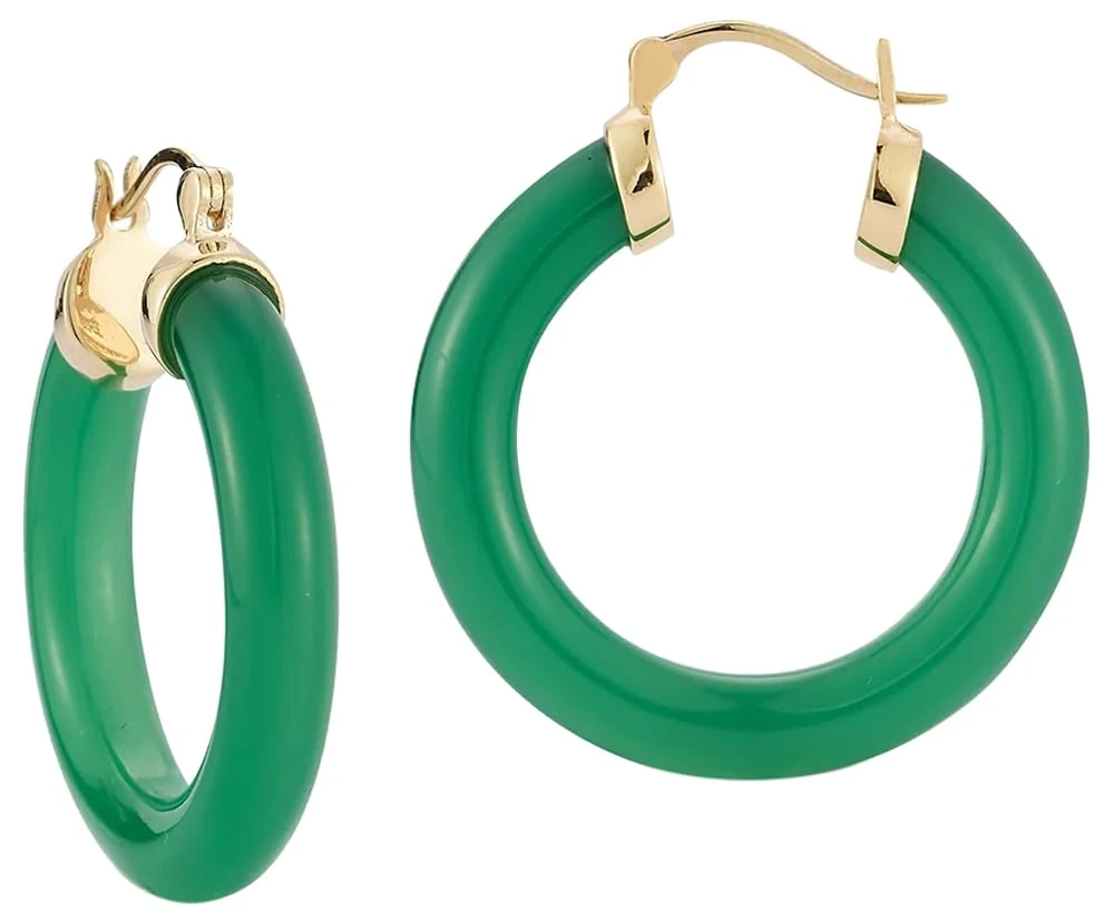 MATEO New York, Green Chalcedony Hoops