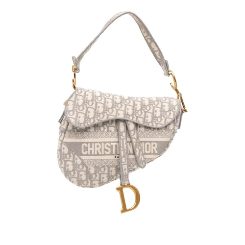 Dior Pre-Loved Oblique Embroidered Canvas Saddle Handbag Shoulder Bag