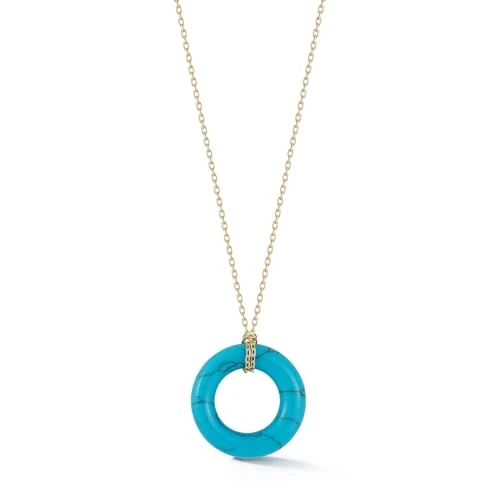 MATEO New York, Turquoise Donut Necklace - 18" + 2 chain