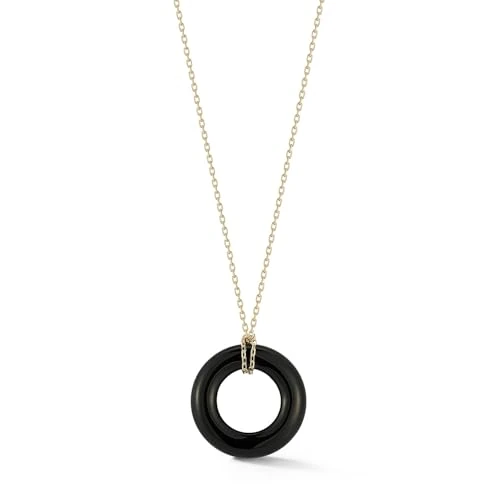 MATEO New York, Onyx Donut Necklace - 18" + 2 chain