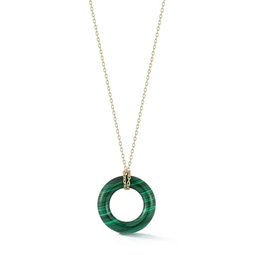 MATEO New York, Malachite Donut Necklace - 18" + 2 chain