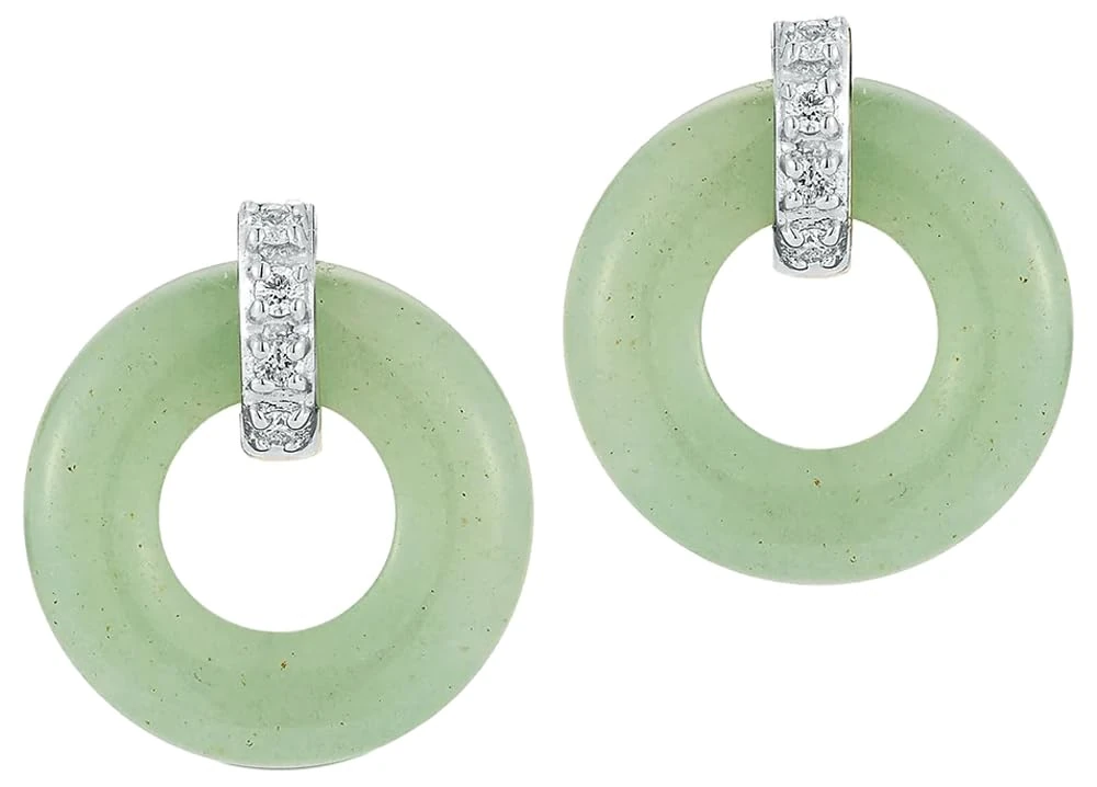 Mateo New York, Jade Donut and Diamond Door Knocker Earrings