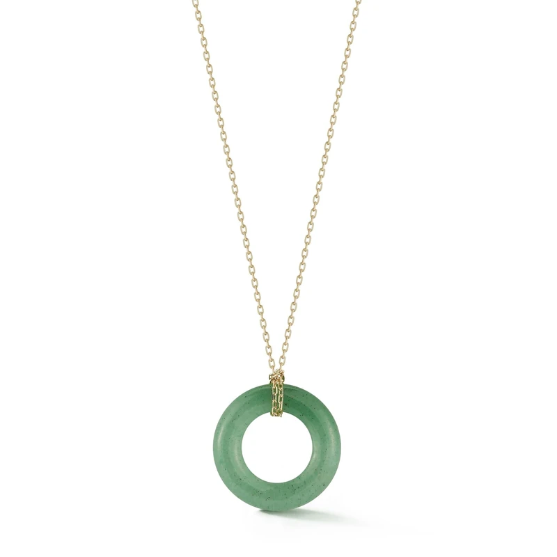 MATEO New York, Jade Donut Necklace - 18" + 2 chain
