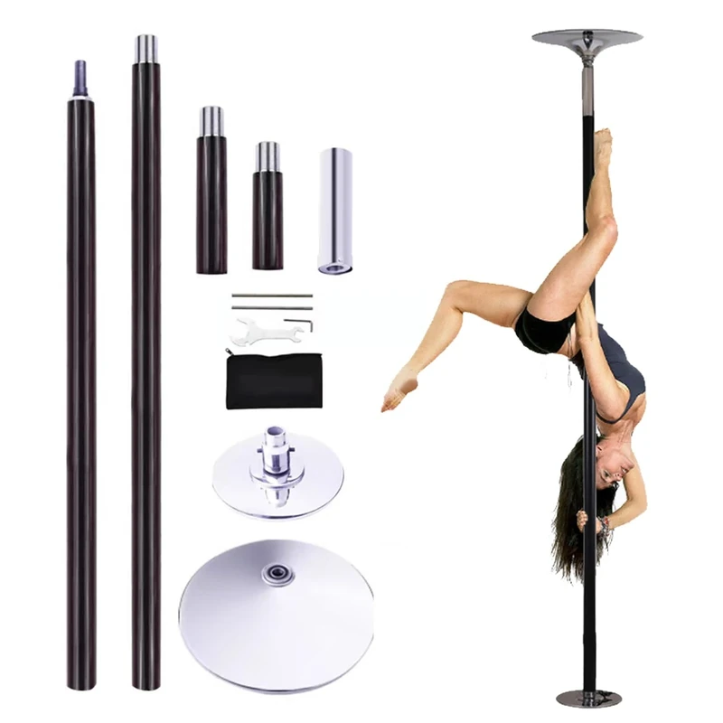 Silicone Stripper Pole, Removable Static and Spinning Dance Poles, Anti-Slip and Adjustable Height for Home, Studio, Gym