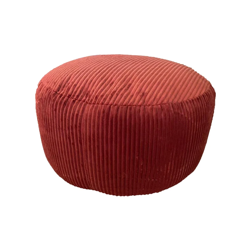 Relaxdays pouffe, corduroy, HxD: 35 x 50 cm, polystyrene filling, round floor cushion, living room seat, pouf, rust, Polyester, Cotton, Plastic, 35 x 50 x 50 cm
