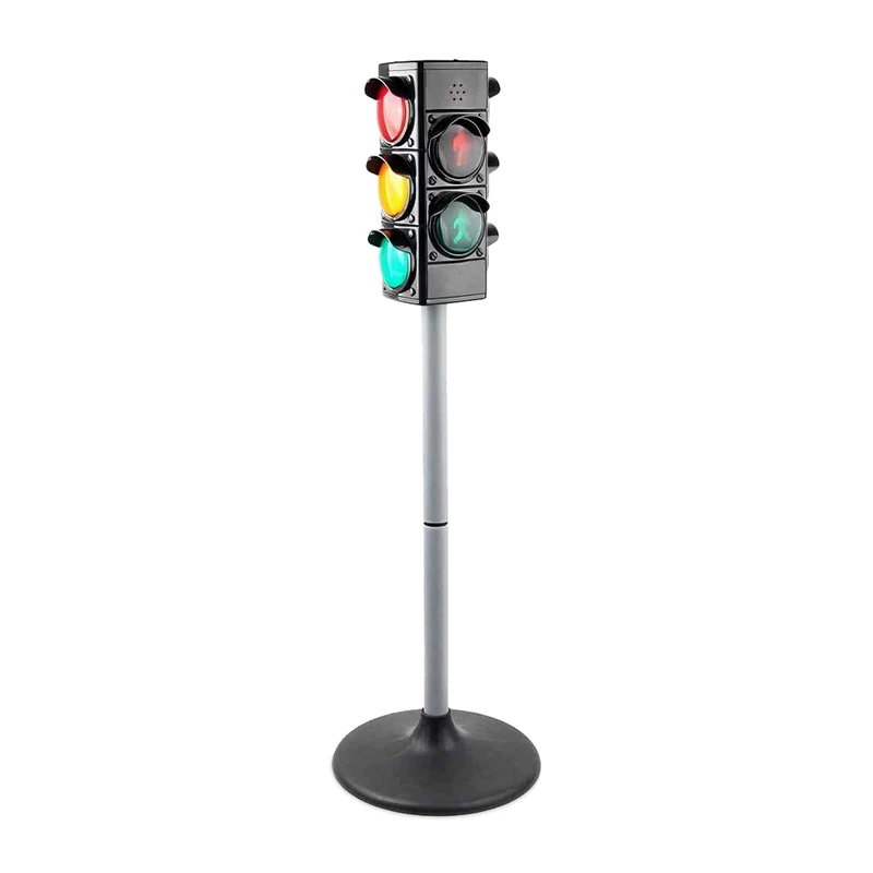 Relaxdays Toy Traffic Light for Kids with Light & Sound, Automatic/Manual, 69x21x21 cm, Black/Silver