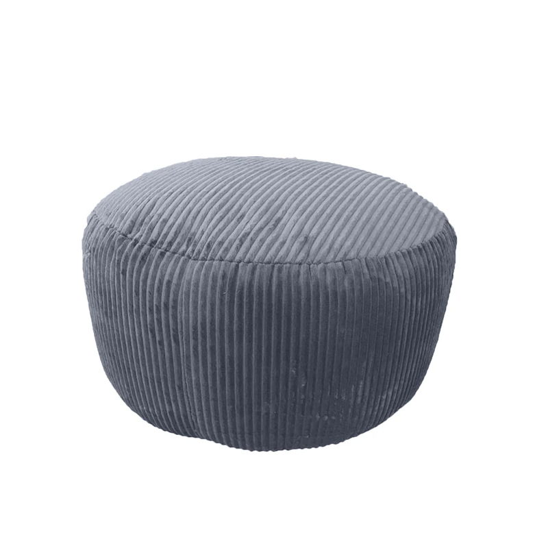 Relaxdays pouffe, cord, HxD: 35 x 50 cm, polystyrene filling, round cushion, living room stool, dark grey, Polyester, Cotton, Plastic, 35 x 50 x 50 cm