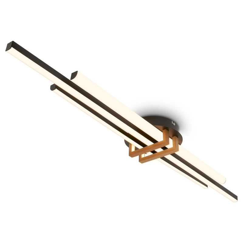 BRILONER - LED Ceiling Light with Warm White Light, Corner Profiles, LED Light, Ceiling Lights for Living Room, Ceiling Lights Bedroom, Ceiling Light Lounge, 98 X 16 X 7.5 cm, Black-Wood