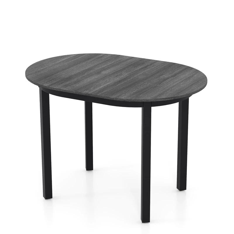 GiantexUK 110cm Dining Table, 4-6 Seater Kitchen Table with Rubber Wood Legs, Round Corners & Anti-slip Foot Pads, Wooden Dinner Tables Furniture for Living Room Restaurant (Oval, Black + Dark Grey)