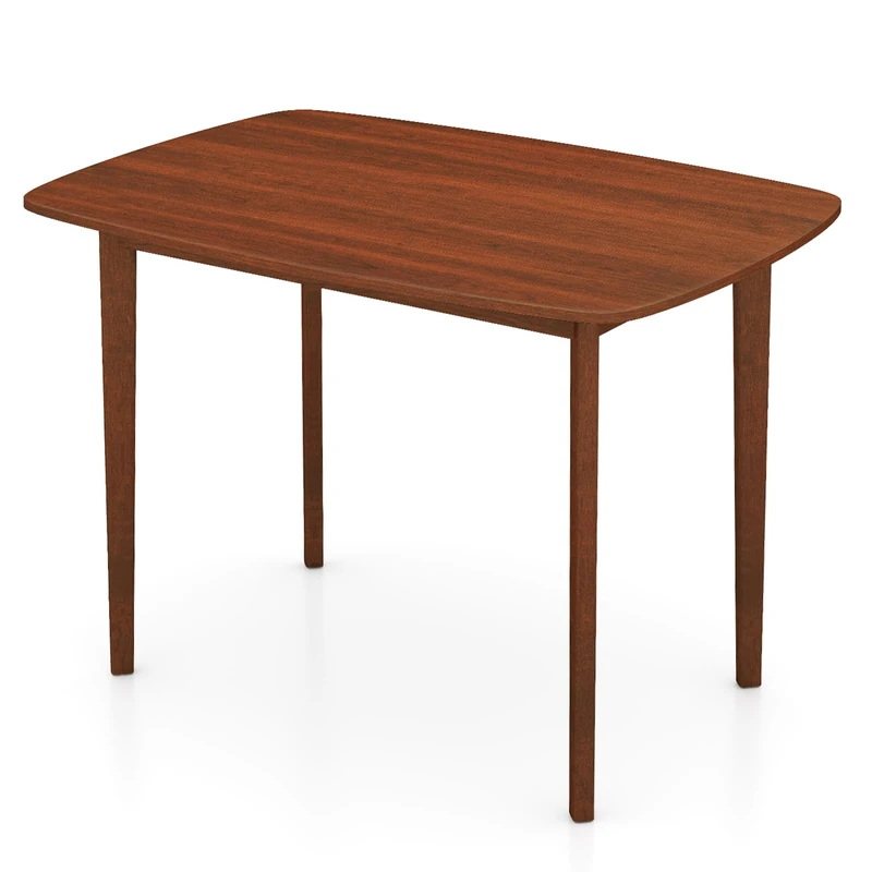 GiantexUK 110cm Dining Table, 4-6 Seater Kitchen Table with Rubber Wood Legs, Round Corners & Anti-slip Foot Pads, Wooden Dinner Tables Furniture for Living Room Restaurant (Rectangular, Walnut)