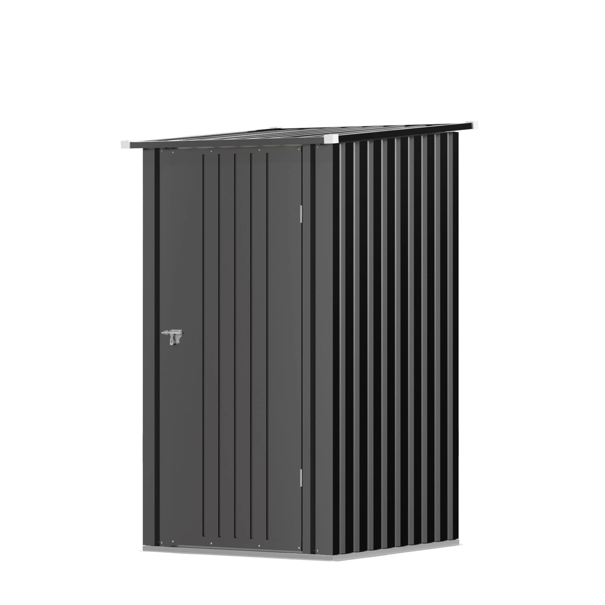 Triumphkey Metal Garden Storage Shed, 3x3 FT Outdoor Waterproof Tool Shed with Lockable Door & Sloping Roof - Small Utility Storage for Backyard, Patio & Garbage Bin Lawn, Black