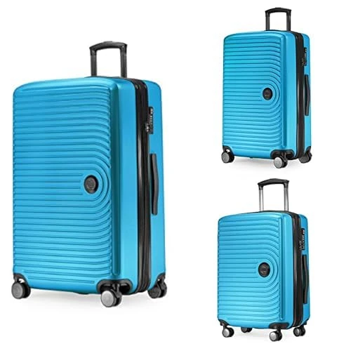Hauptstadtkoffer Mitte - Set of 3 Suitcases - Hand Luggage Suitcase 55 cm, Medium Suitcase 68 cm + Large Travel Suitcase 77 cm, Hard Shell ABS, TSA - Cyan Blue