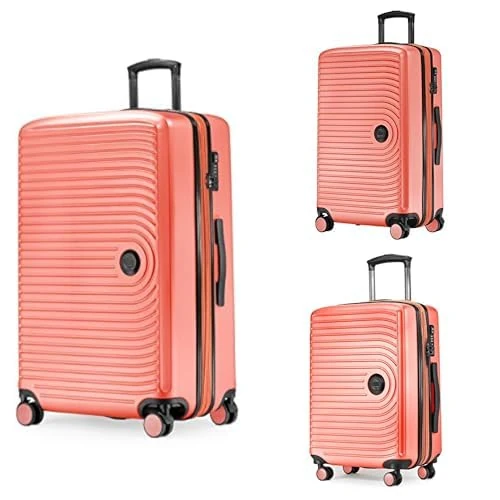 Hauptstadtkoffer Mitte - Set of 3 Suitcases - Hand Luggage Suitcase 55 cm, Medium Suitcase 68 cm + Large Travel Suitcase 77 cm, Hard Shell ABS, TSA - Coral